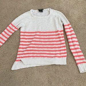 White and pink striped sweater
